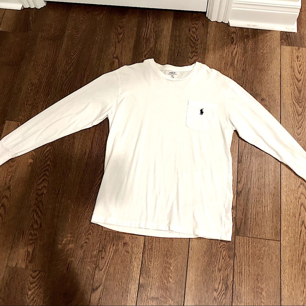 EUC Polo Ralph Lauren White Long Sleeve Pocket Tee (Adult Small)